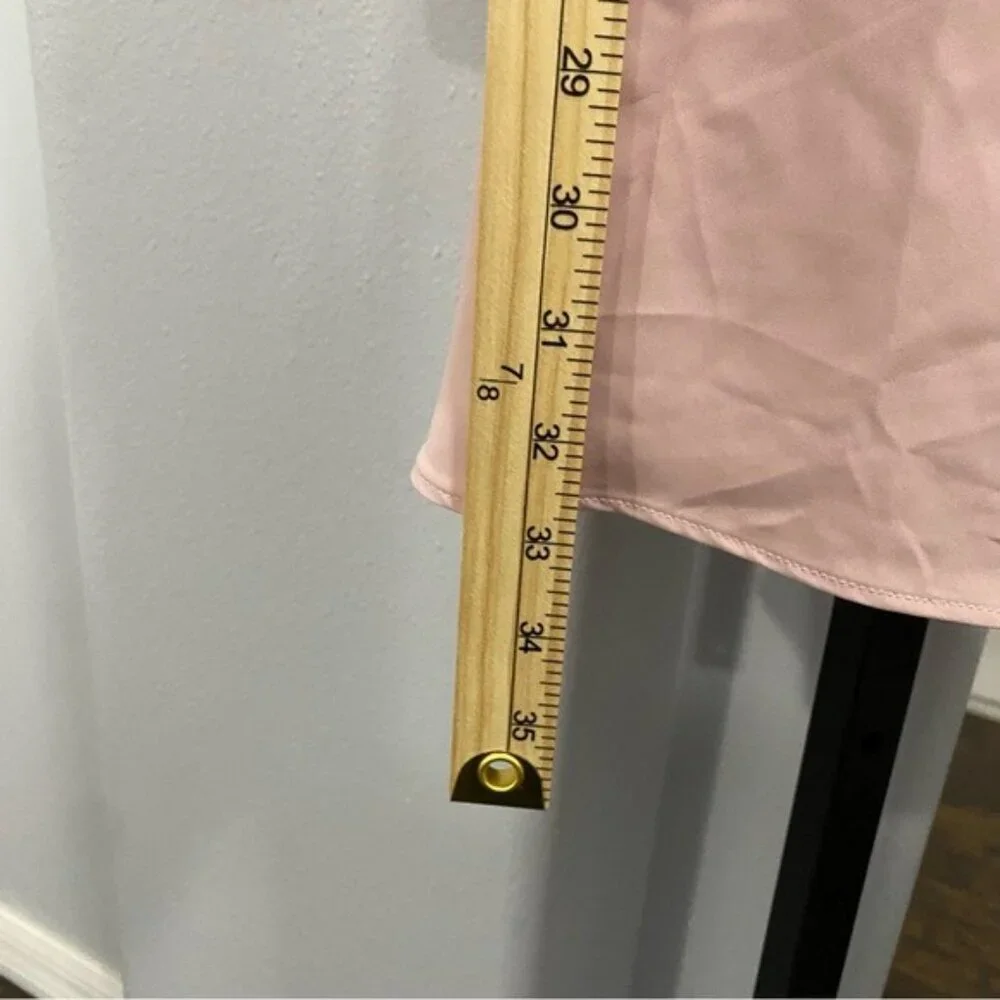 De La Vali Dress Size 8 Satin Blush Pink Long Sleeve Open Back Mini - Picture 10 of 12